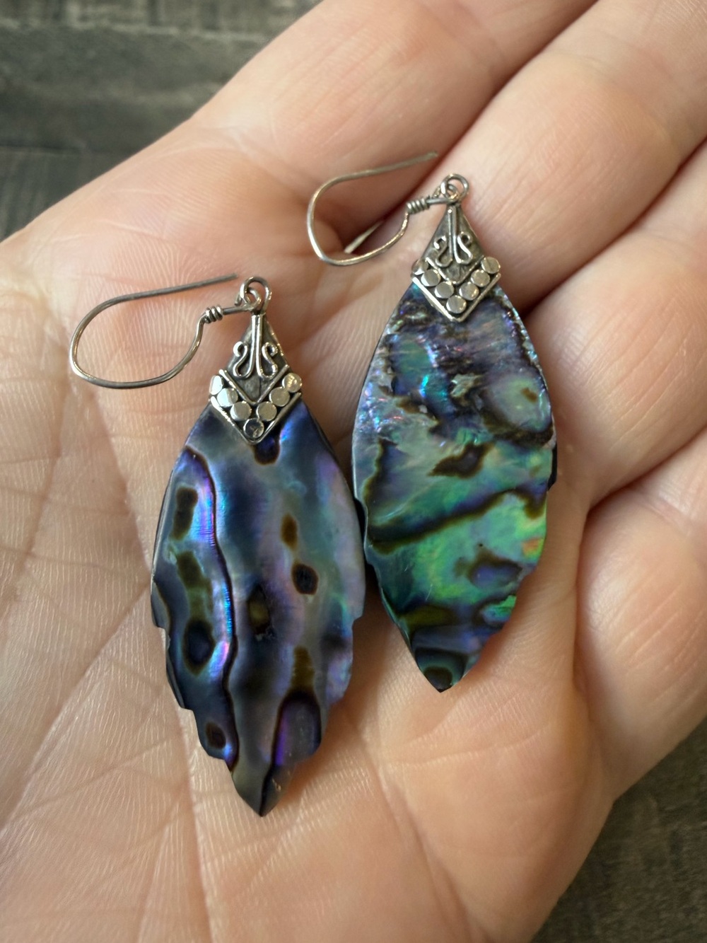 Sterling Silver & Abalone Shell Drop Earrings